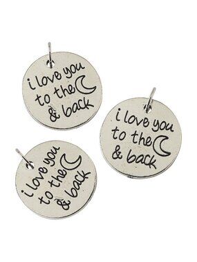 I Love You to the Moon Charms - set of 12 - Craft supplies